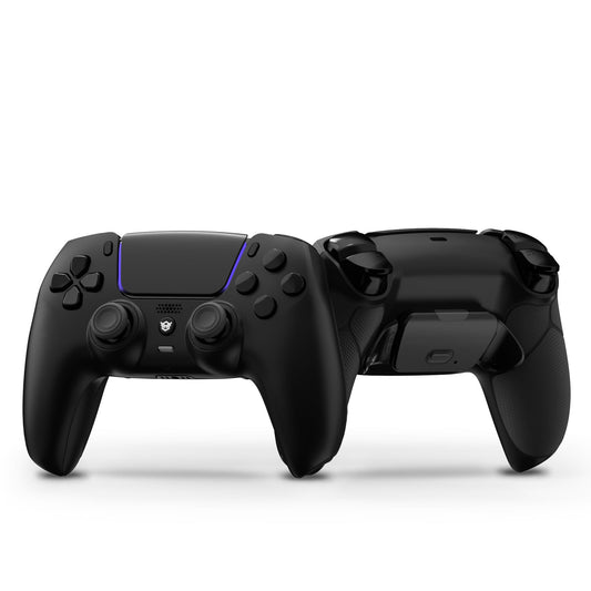 Mando inalámbrico HEXGAMING RIVAL compatible con ps5: 2 botones traseros, disparadores con clic del mouse, joysticks intercambiables, color negro y rojo escarlata 