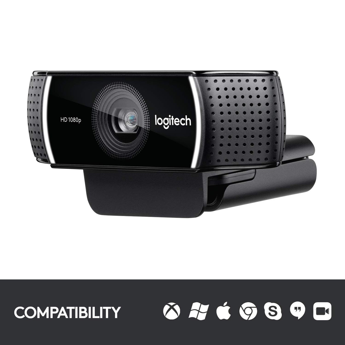 Logitech C920x HD Pro Webcam, Full HD 1080p/30fps Video Calling, Clear Stereo Audio, HD Light Correction, Works with Skype, Zoom, FaceTime, Hangouts, PC/Mac/Laptop/Macbook/Tablet - Black