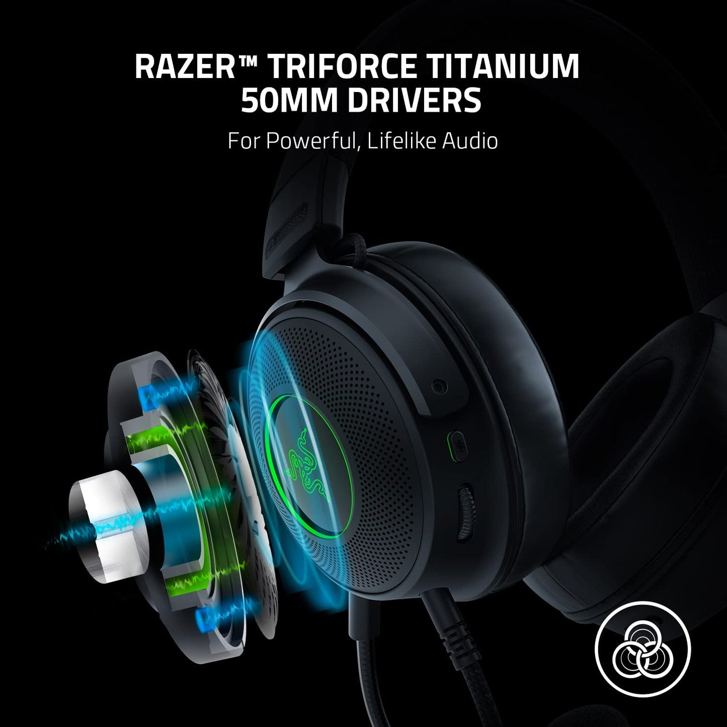 Auriculares para juegos con cable USB Razer Kraken V3 X: construcción liviana, controladores Triforce de 40 mm, micrófono cardioide HyperClear, sonido envolvente 7.1, iluminación Chroma RGB, color negro 