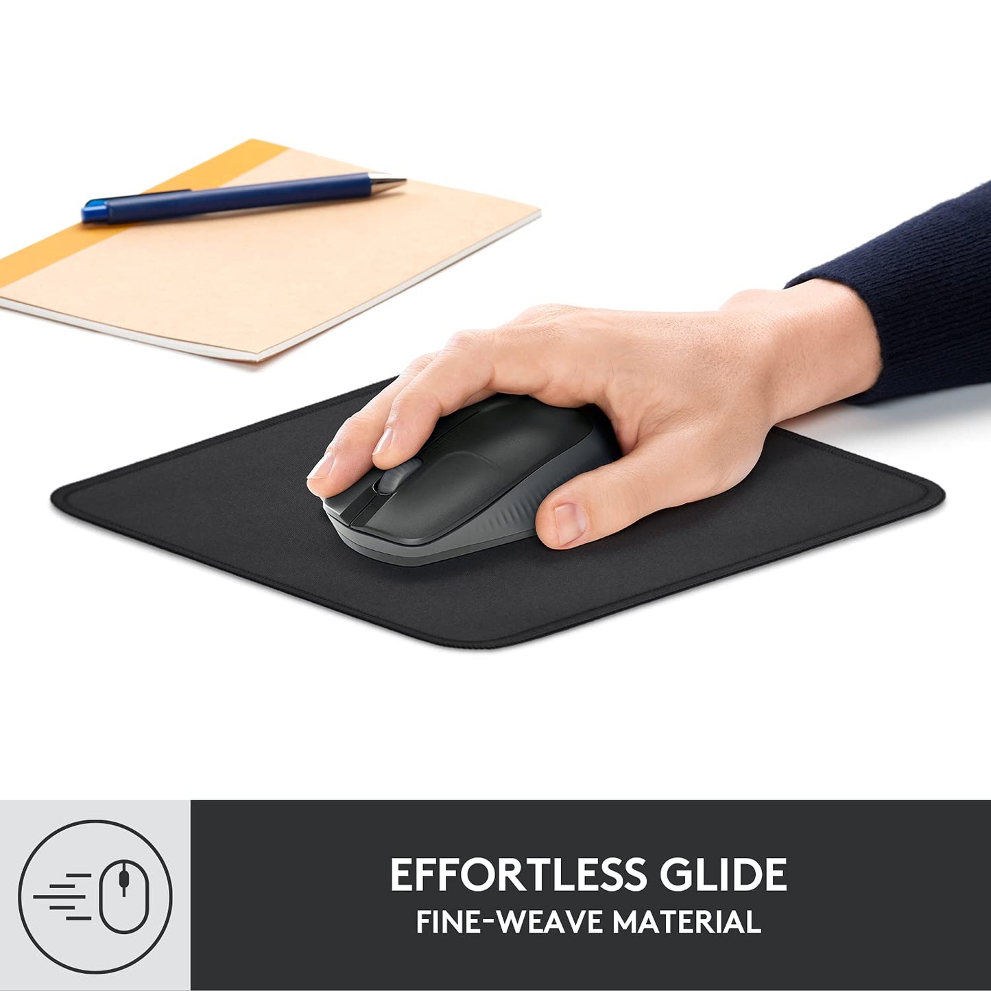 Logitech Mouse Pad - Studio Series, Computer Mouse Mat with Anti-Slip Rubber Base, Easy Gliding, Spill-Resistant Surface, Durable Materials, Portable, in a Fresh Modern Design, Graphite