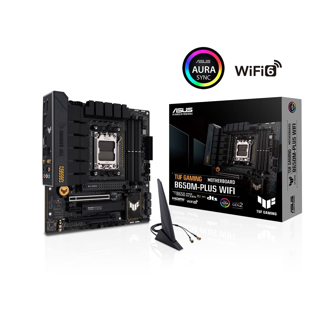 ASUS TUF GAMING B650-PLUS WIFI AMD B650 AM5 Ryzen™ Desktop 9000 8000 and 7000 ATX motherboard, 14 power stages, PCIe® 5.0 M.2 , DDR5 memory, WiFi 6 and 2.5 Gb Ethernet, USB4® support Aura Sync