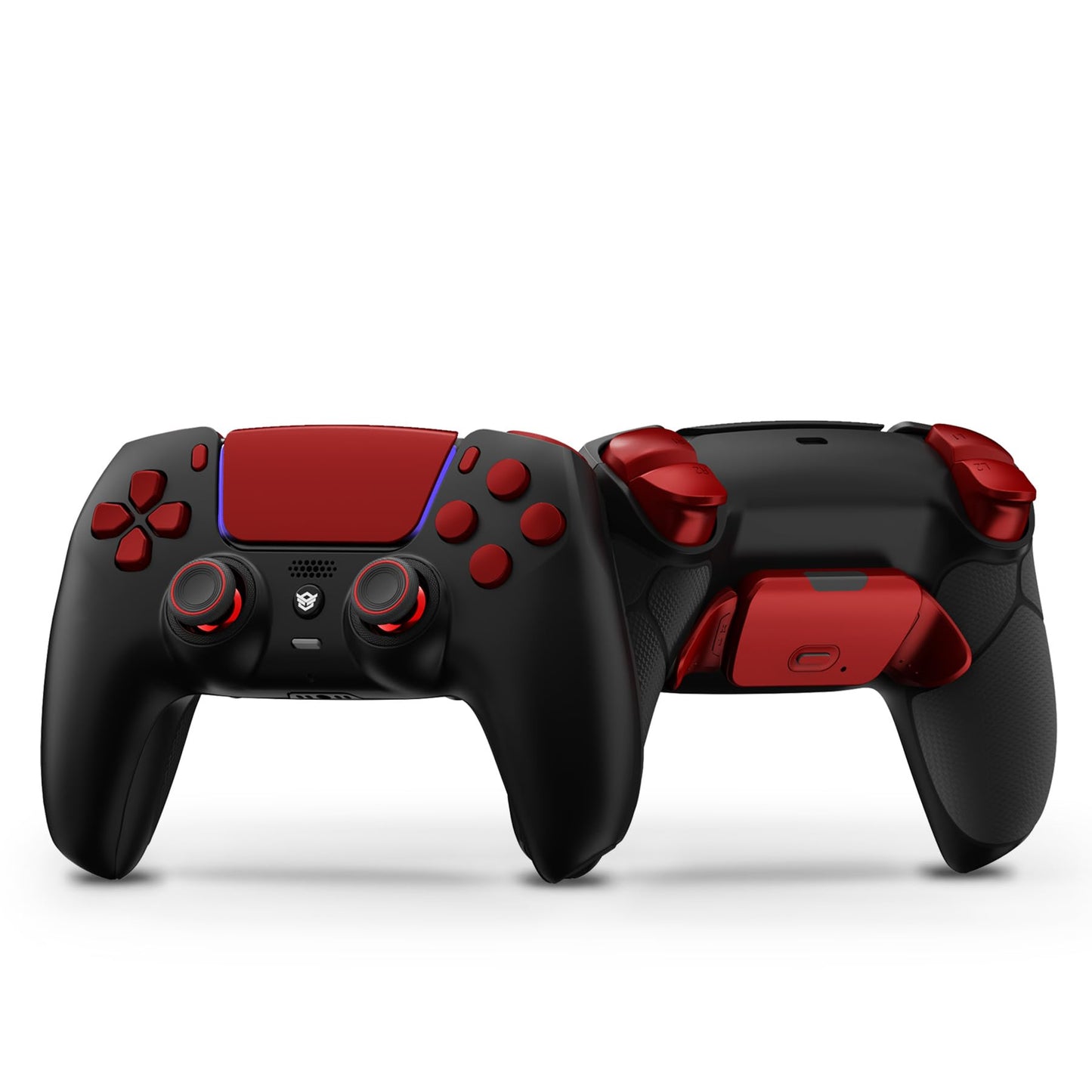 HEXGAMING RIVAL Wireless Controller Compatible with ps5-2 Back Buttons, Mouse-Click Triggers, Interchangeable Thumbsticks - Black Scarlet Red