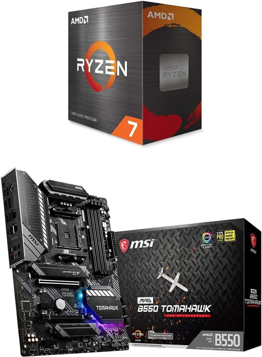 Placa base para juegos MSI MAG B550 Tomahawk + procesador de escritorio AMD Ryzen 7 5800X de 8 núcleos (AM4, DDR4, PCIe 4.0, USB 3.2 Gen 2, ATX) 