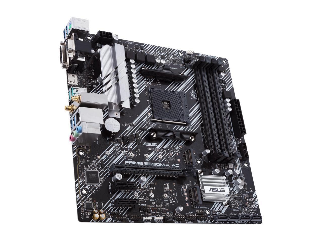 ASUS Prime B450M-A II AMD AM4 (Ryzen 5000, 3rd/2nd/1st Gen Ryzen Micro ATX Motherboard (128GB DDR4, 4400 O.C.), NVMe, HDMI 2.0b/DVI/D-Sub, USB 3.2 2, BIOS Flashback, and Aura Sync)