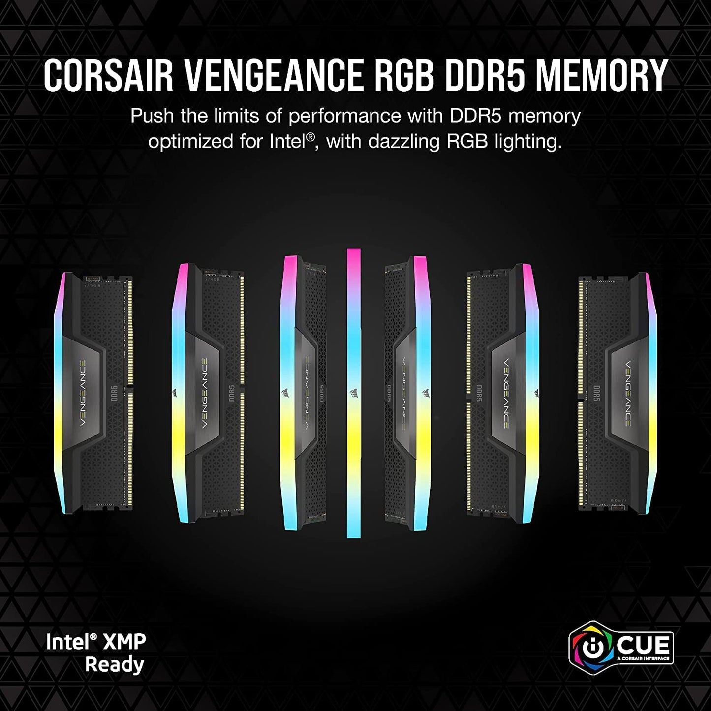 Memoria RAM DDR5 CORSAIR VENGEANCE RGB de 32 GB (2 x 16 GB) 6000 MHz CL36-44-44-96 1,35 V Intel XMP para ordenador de sobremesa, color negro (CMH32GX5M2E6000C36) 