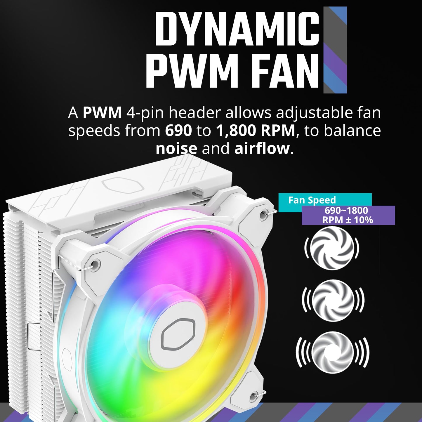 Cooler Master Hyper 212 Halo Black CPU Air Cooler, 120 Halo² PWM Fan, Dual Loop ARGB, Aluminum Top Cover, 4 Copper Heat Pipes, 154mm Tall, AMD Ryzen AM5|AM4, Intel LGA 1851|1700|1200 Brackets