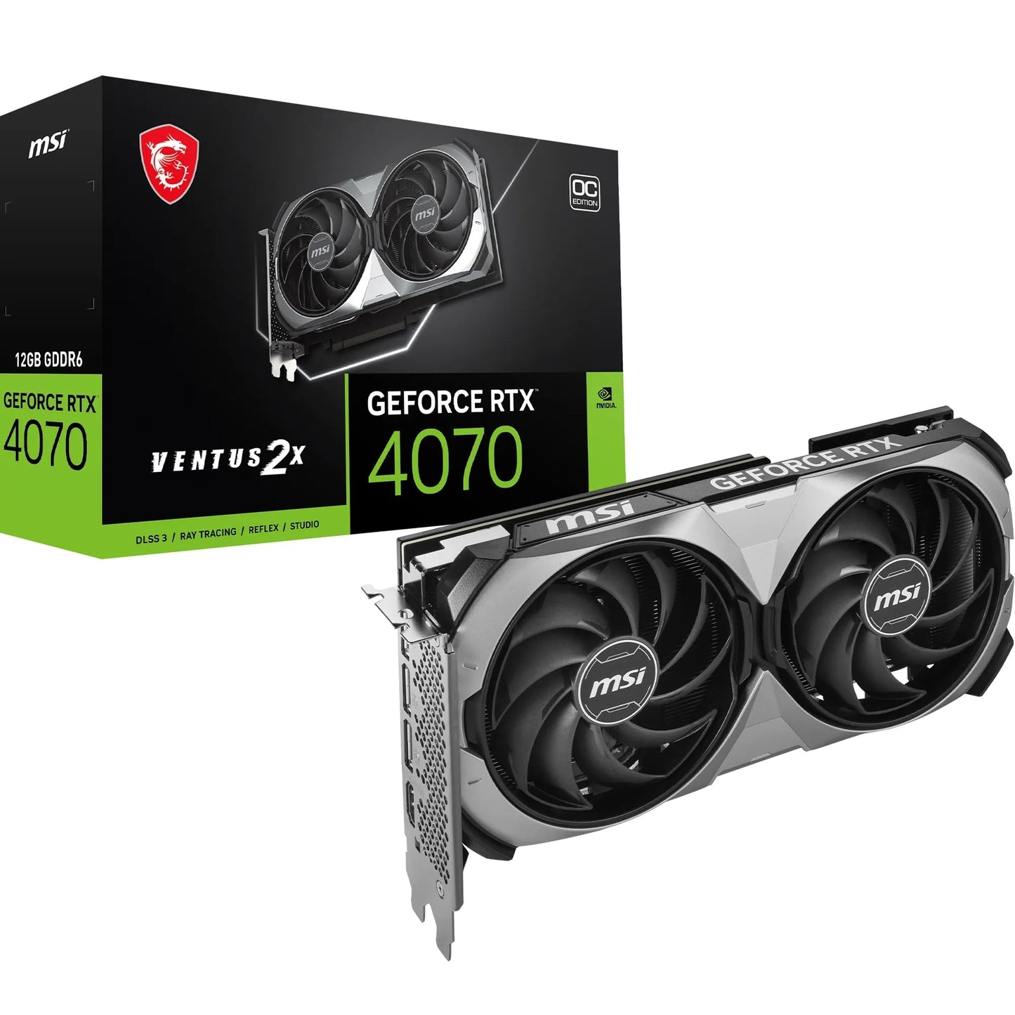 MSI GeForce RTX 4070 Ventus 2X E1 12G OC Gaming Graphics Card - 12GB GDDR6, 2490MHz, PCI Express Gen 4, 192 Bits, 3X DP v 1.4a, HDMI 2.1a (Supports 4K & 8K HDR)