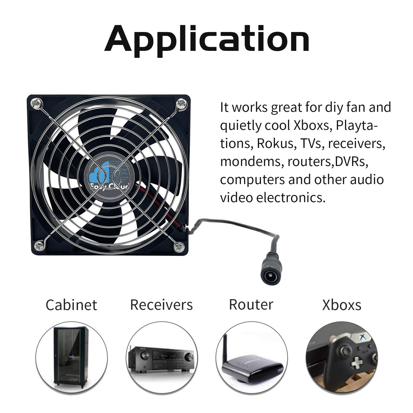 120mm Computer Fan with AC Plug, Variable Speed Axial Fan Muffin Fan with Controller 120V 110V 220V Fan Small 12V Case Cooling Fan for PC Server Cabinet Doorway Receiver Xbox Greenhouse