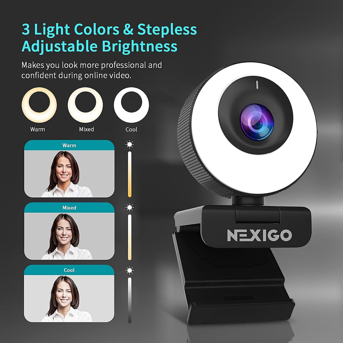 NexiGo N60 1080P Webcam with Microphone, Adjustable FOV, Zoom, Software Control & Privacy Cover, USB HD Computer Web Camera, Plug and Play, for Zoom/Skype/Teams, Conferencing and Video Calling