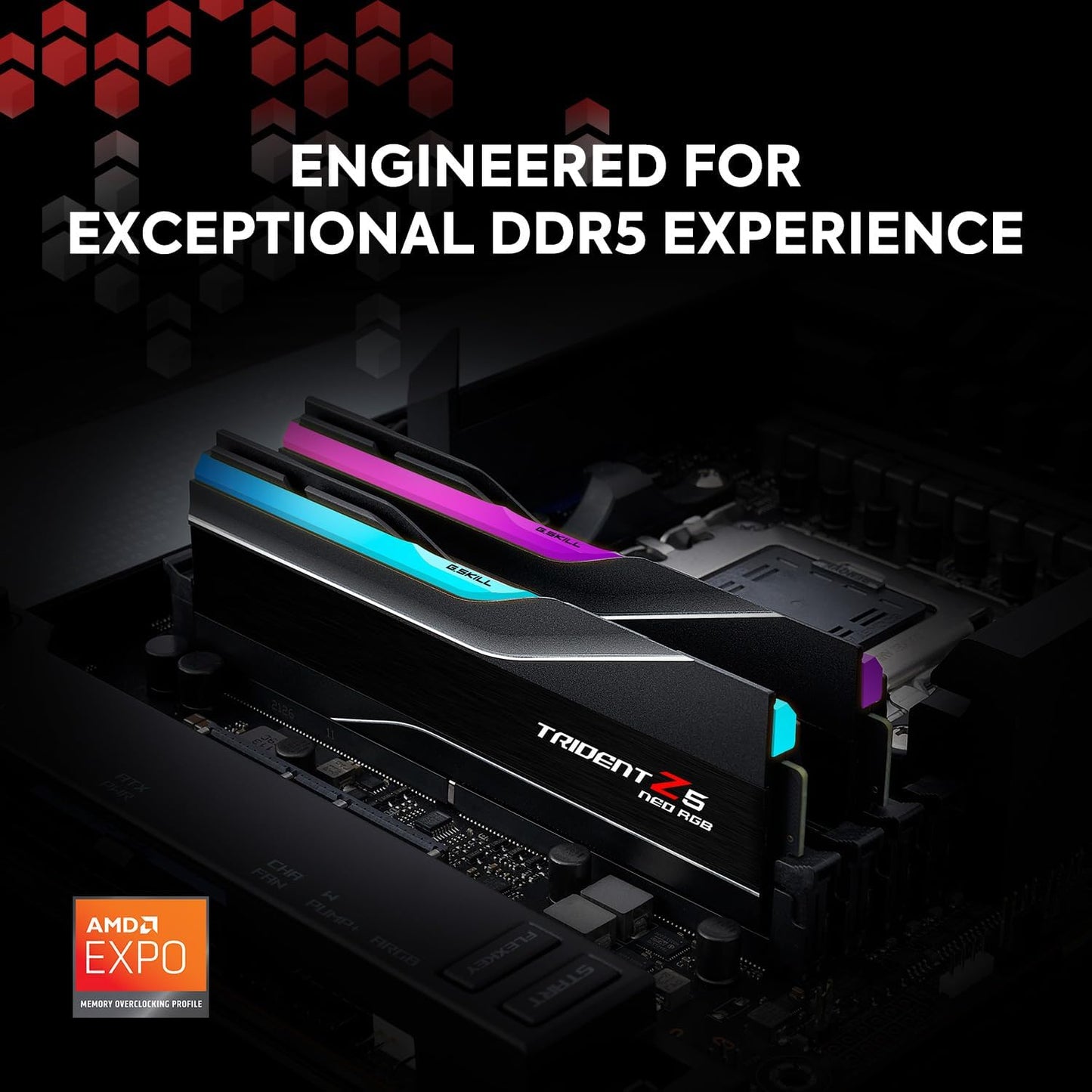 Memoria RAM DDR5 G.SKILL Trident Z5 Neo RGB Series (AMD Expo) de 32 GB (2 x 16 GB) 6000 MT/s CL30-38-38-96 1,35 V para ordenador de sobremesa UDIMM - Negro mate (F5-6000J3038F16GX2-TZ5NR) 