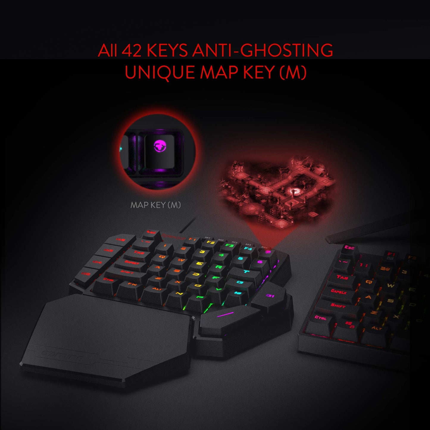 Redragon K585 DITI Wired One-Handed RGB Mechanical Gaming Keyboard, 42 Keys Type-C Professional Gaming Keypad w/Upgraded Hot-Swappable Socket, 7 Onboard Macro Keys & Detachable Wrist Rest