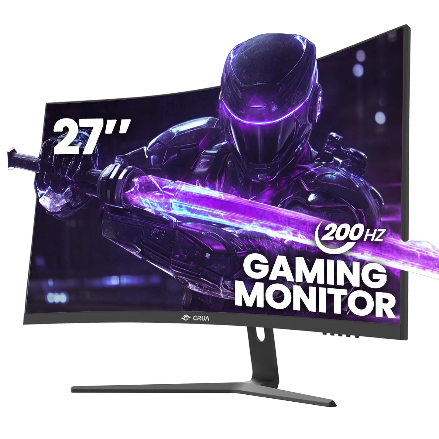 CRUA 24 Inch 144hz/180hz Curved Gaming Monitor, FHD 1080P Frameless Computer Monitors, Support AMD freesync Low Motion Blur, Eye Care, DP, HDMI, Compatible Wall Mountable Installs-Black