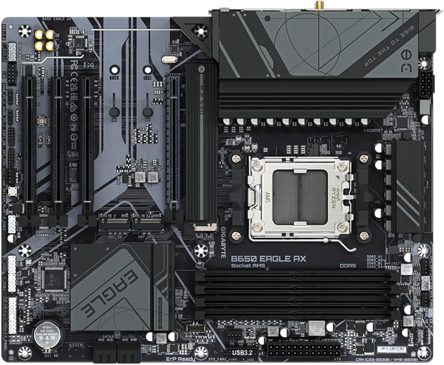 GIGABYTE B650 Eagle AX AM5 LGA 1718 AMD B650 ATX, DDR5 Triple M.2, PCIe 5.0, USB 3.2 Gen2x2 Type-C, AMD Wi-Fi 6E, Realtek GbE LAN