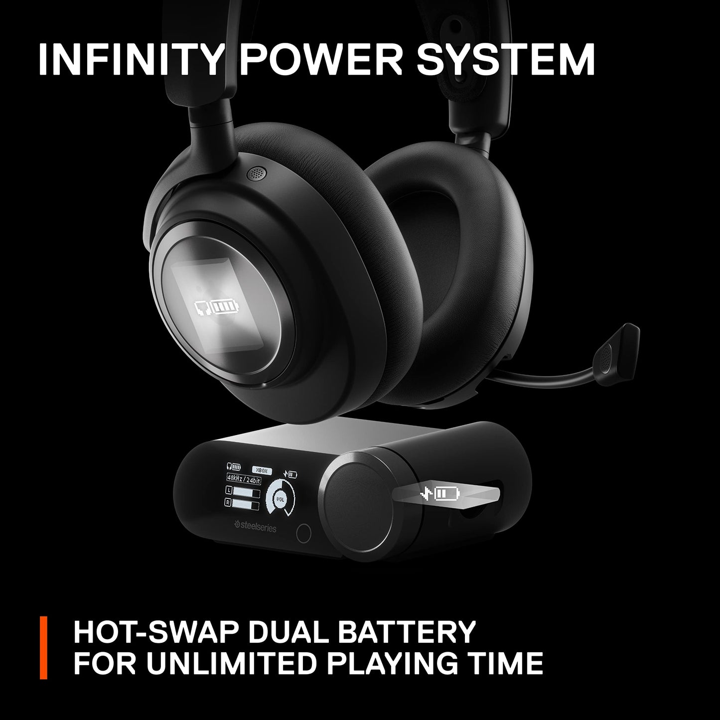 SteelSeries Arctis Nova Pro Wireless Multi-System Gaming Headset - Premium Hi-Fi Drivers - Active Noise Cancellation - Infinity Power System - Stealth Retractable Mic - PC, PS5/PS4, Switch, Mobile