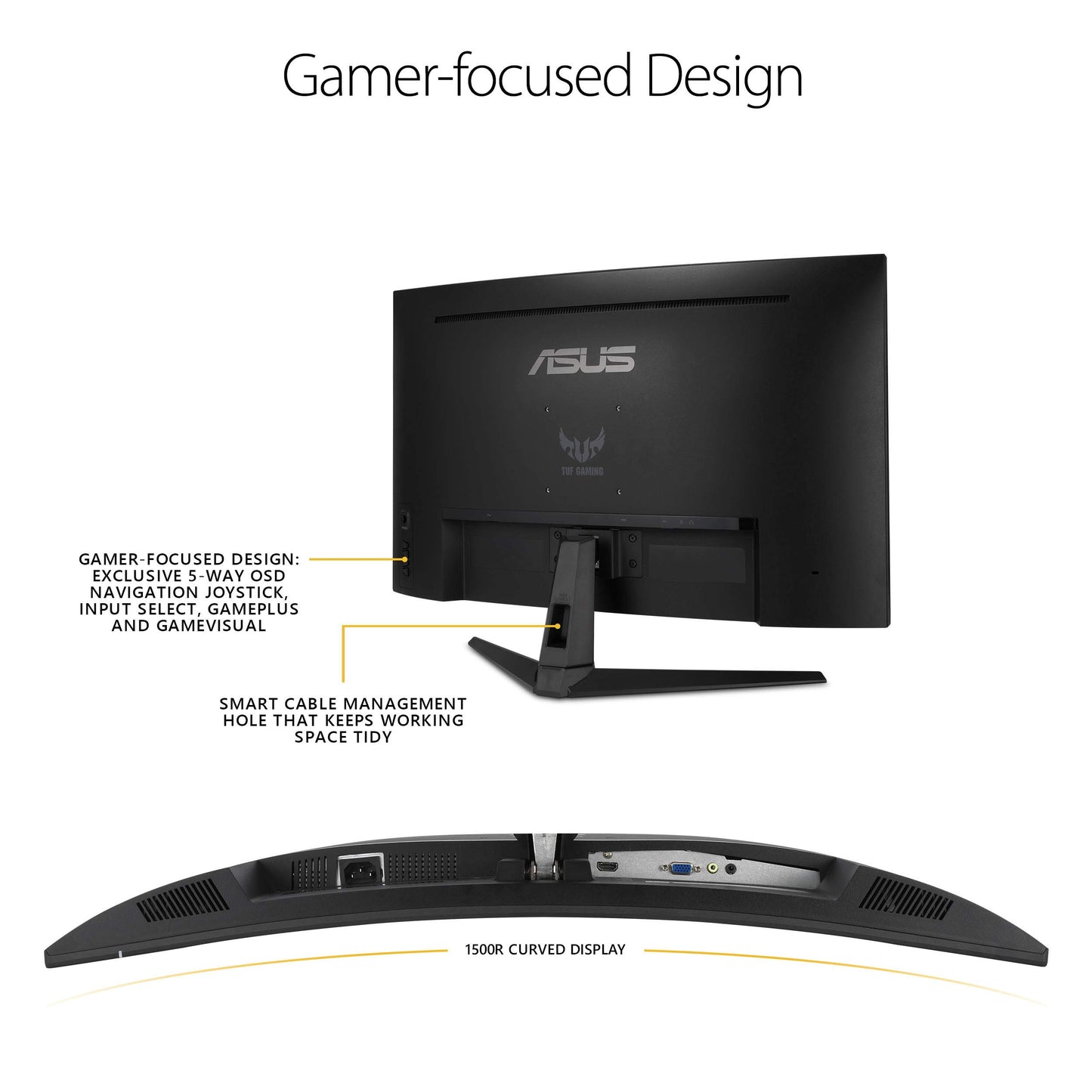 ASUS TUF Gaming 32" 1440P HDR Curved Monitor (VG32VQ1B) - QHD (2560 x 1440), 165Hz (Supports 144Hz), 1ms, Extreme Low Motion Blur, Speaker, FreeSync Premium, VESA Mountable, DisplayPort, HDMI,BLACK