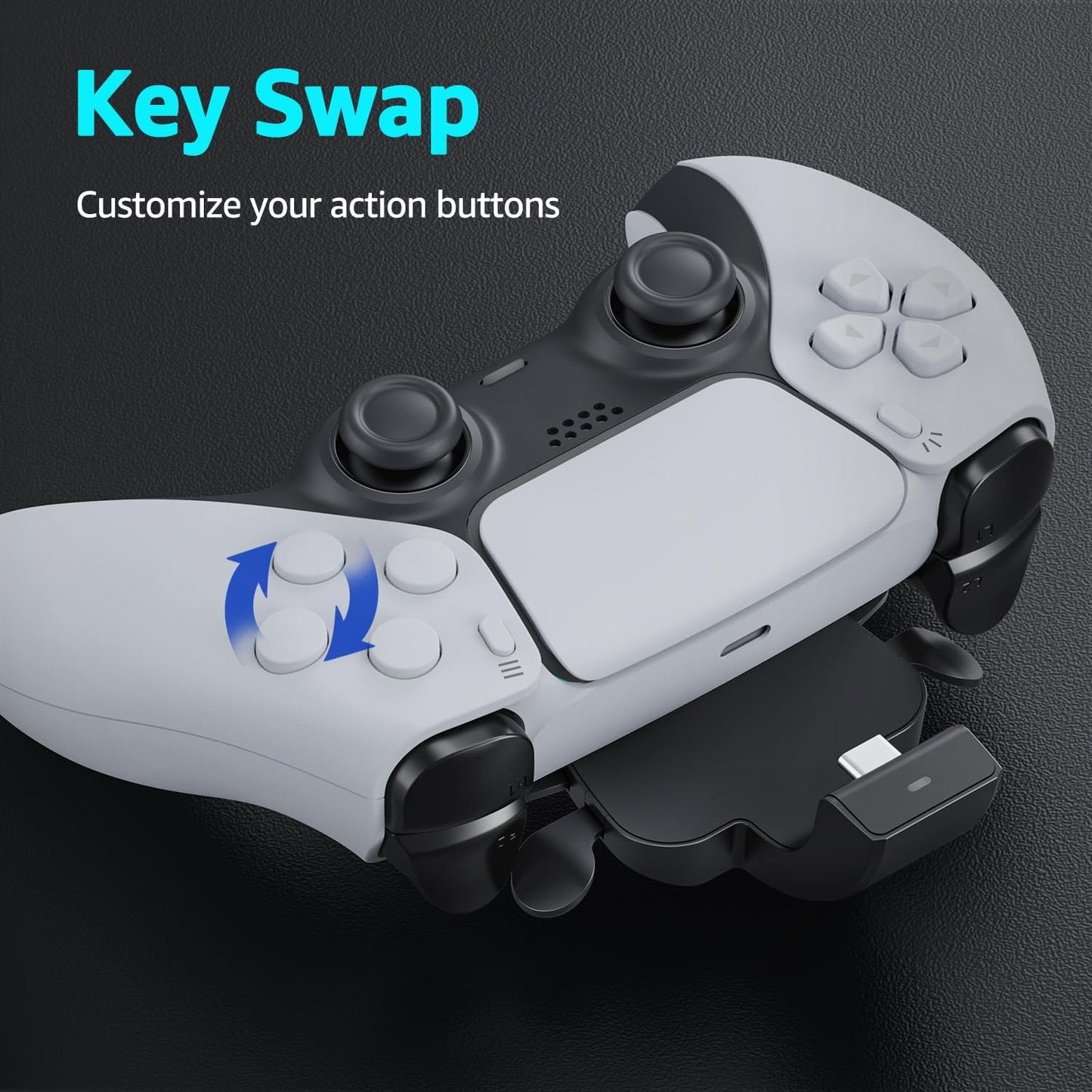 Plug and Play Paddles for PS5 Controller, 4 Back Buttons Attachment Programmable for PS-5 Console/Windows PC/Steam/Mac/Android TV, Support Turbo, Key Swap, Programable Functions