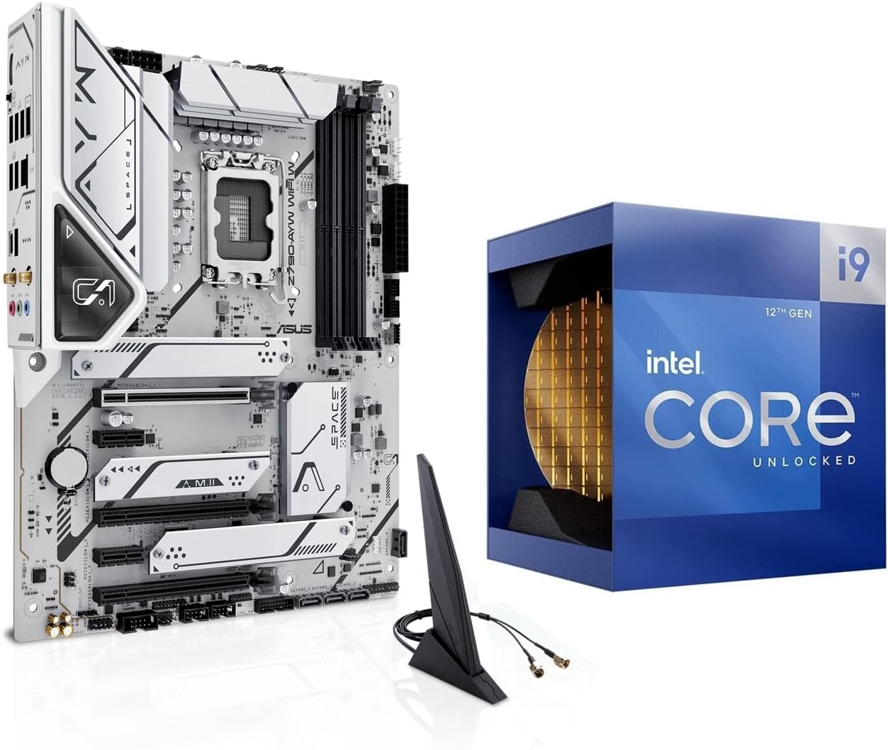 Placa base INLAND de Micro Center con procesador Intel i9-12900K de 12.ª generación, 16 núcleos y LGA 1700 para ordenadores de sobremesa con placa base ASUS Z790-AYW WiFi W DDR5 