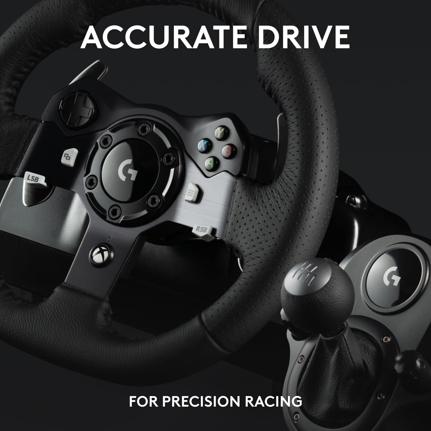 Volante y pedales de carreras Logitech G920 Driving Force, Force Feedback + palanca de cambios Logitech G Driving Force - Xbox Series X|S, Xbox One y PC, Mac - Negro 