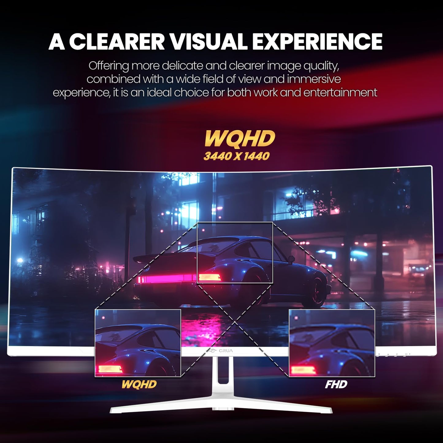 CRUA 24 Inch 144hz/180hz Curved Gaming Monitor, FHD 1080P Frameless Computer Monitors, Support AMD freesync Low Motion Blur, Eye Care, DP, HDMI, Compatible Wall Mountable Installs-Black