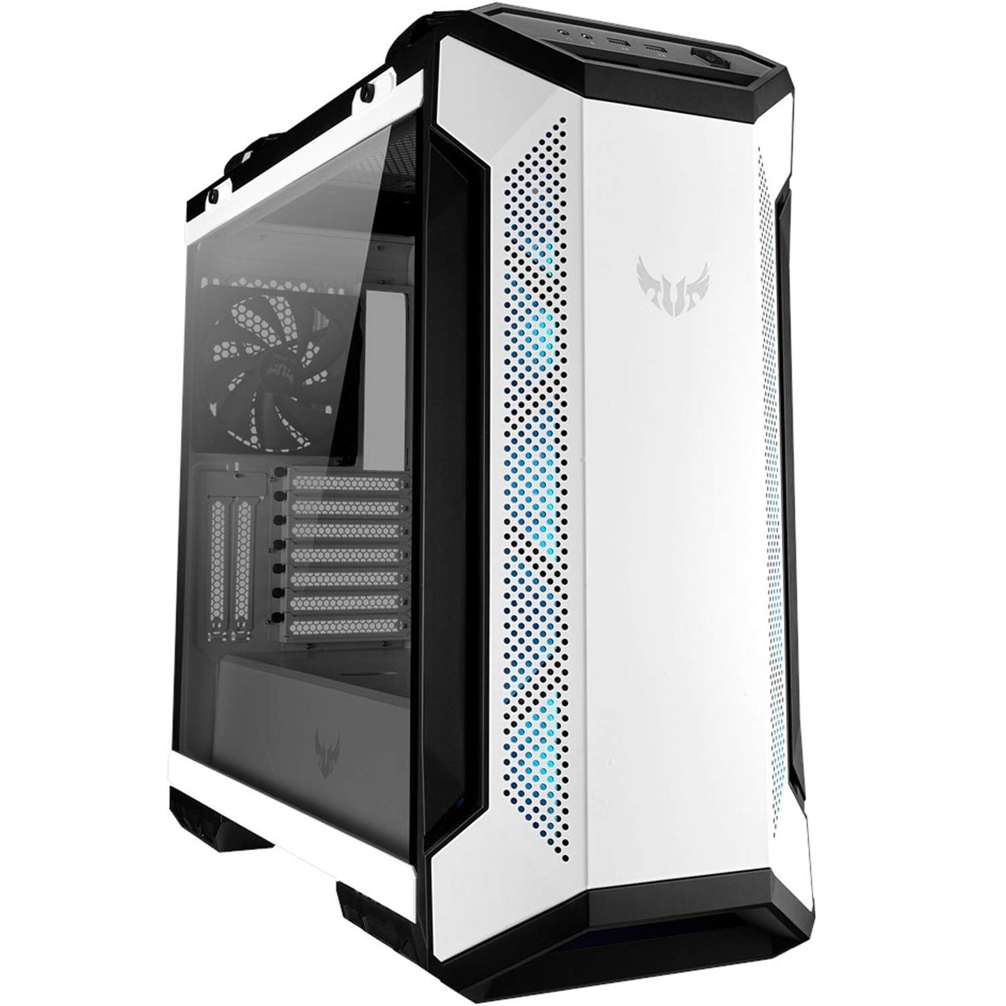 ASUS TUF Gaming GT501 White Edition Mid-Tower Computer Case for up to EATX Motherboards with 2 x USB 3.1 Front Panel, Smoked Tempered Glass, Steel Construction, and Four Case Fans