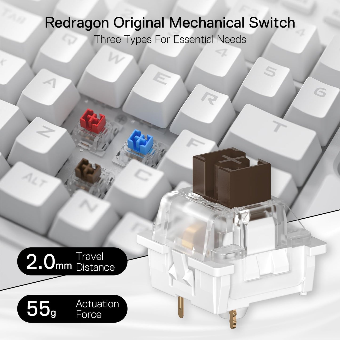 Teclado mecánico para juegos con cable RGB de una mano Redragon K585 DITI, teclado para juegos profesional tipo C de 42 teclas con conector intercambiable en caliente mejorado, 7 teclas macro integradas y reposamuñecas desmontable 