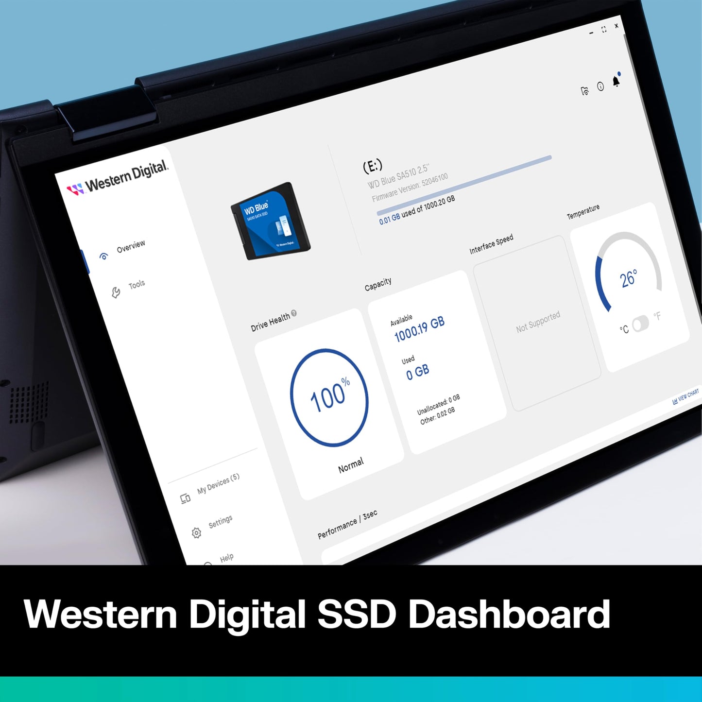 Western Digital 1TB WD Blue SA510 SATA Internal Solid State Drive SSD - SATA III 6 Gb/s, 2.5"/7mm, Up to 560 MB/s - WDS100T3B0A