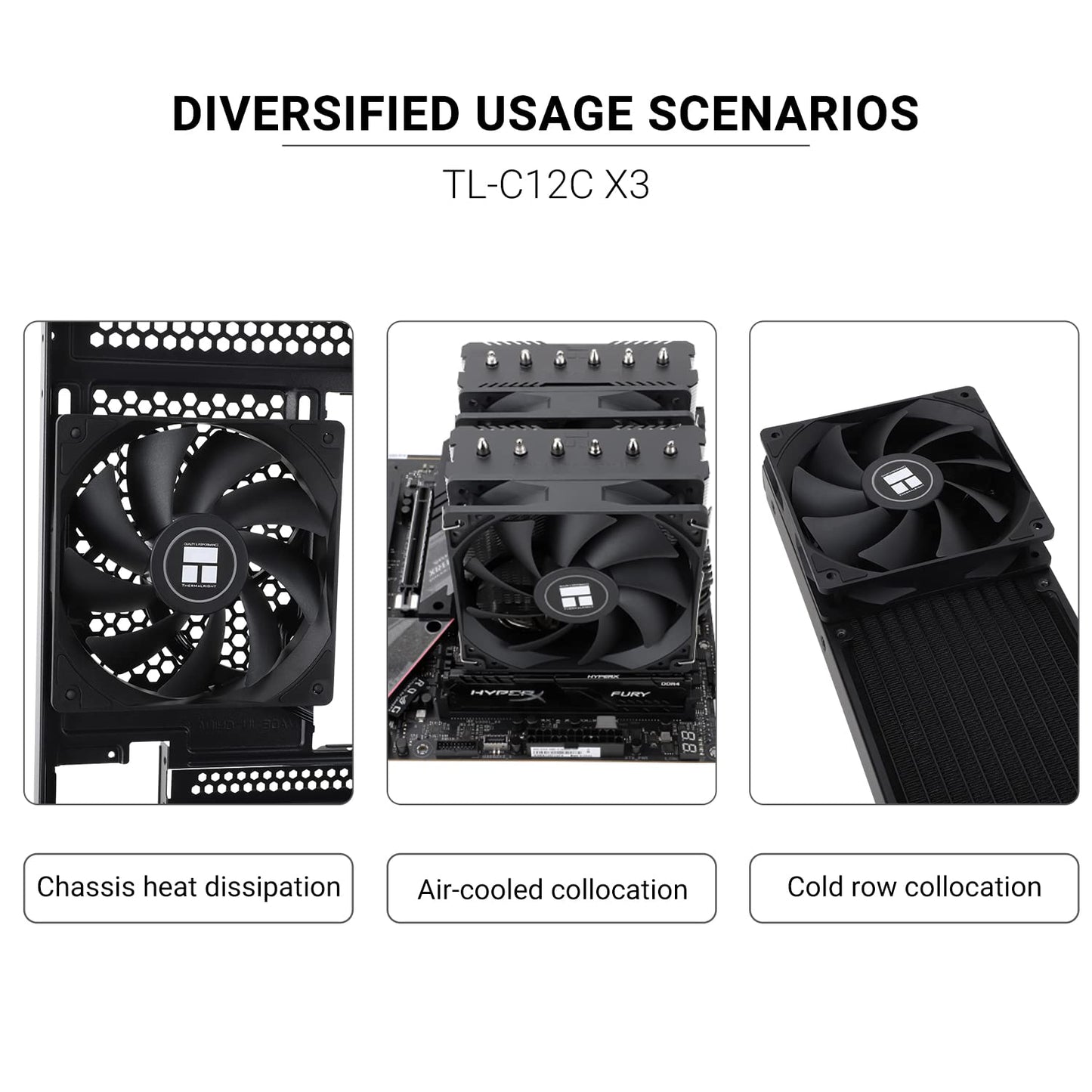 Thermalright TL-C12C-S X3 CPU Fan 120mm ARGB Case Cooler Fan, 4pin PWM Silent Computer with S-FDB Bearing Included, up to 1550RPM Cooling Fan（3 Quantities）