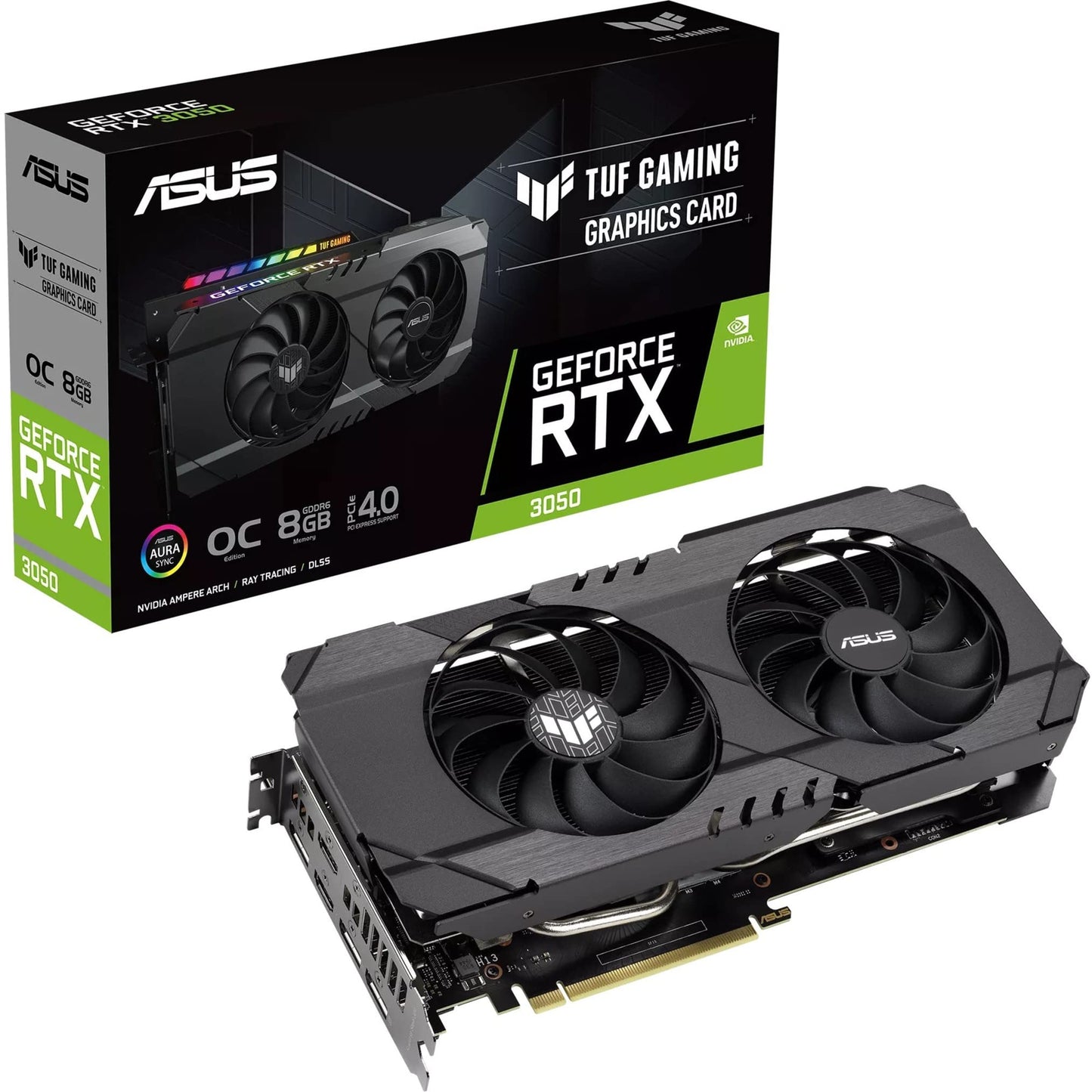 ASUS Dual NVIDIA GeForce RTX 3050 6GB OC Edition Gaming Graphics Card - PCIe 4.0, 6GB GDDR6 Memory, HDMI 2.1, DisplayPort 1.4a, 2-Slot Design, Axial-tech Fan Design, 0dB Technology, Steel Bracket