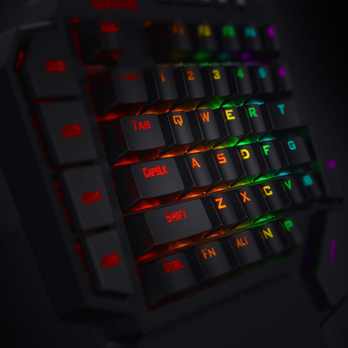 Teclado mecánico para juegos con cable RGB de una mano Redragon K585 DITI, teclado para juegos profesional tipo C de 42 teclas con conector intercambiable en caliente mejorado, 7 teclas macro integradas y reposamuñecas desmontable 