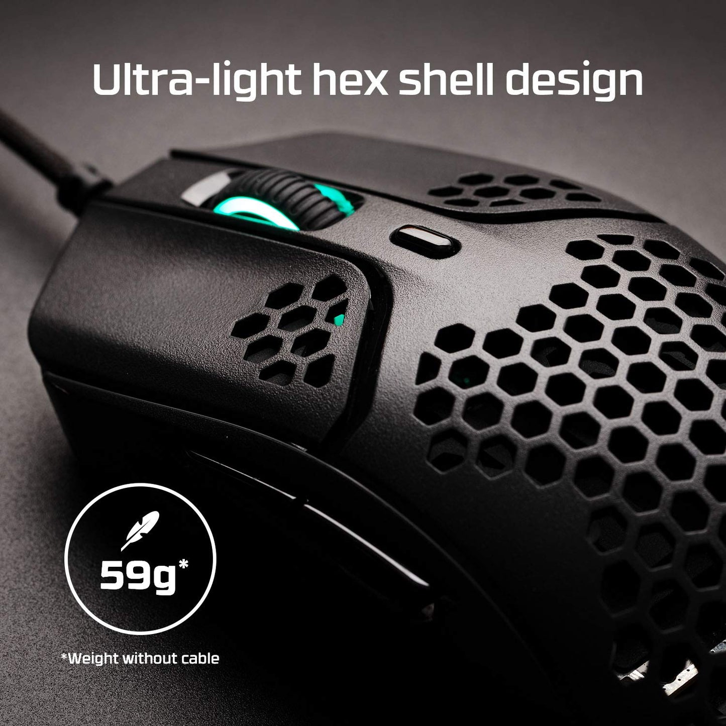 HyperX Pulsefire Haste - Ratón inalámbrico para juegos - Ultraligero, 61 g, duración de batería de 100 horas, conexión inalámbrica de 2,4 GHz, carcasa en forma de panal, diseño hexagonal, hasta 16 000 DPI, 6 botones programables - Negro, 4P5D7AA 