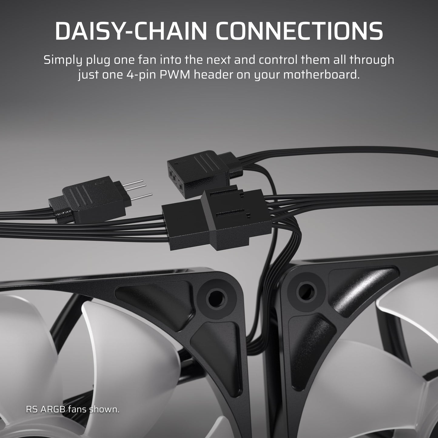 CORSAIR RS120 120mm PWM Fans – Daisy-Chain Connection – Low-Noise – Magnetic Dome Bearing – Triple Pack – Black