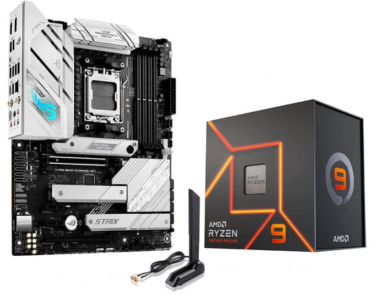 Procesador de escritorio desbloqueado AMD Ryzen 9 7900X de 12 núcleos y 24 subprocesos de Micro Center con placa base ASUS ROG Strix B650-A Gaming WiFi 6E AM5 (LGA1718) Ryzen 7000 