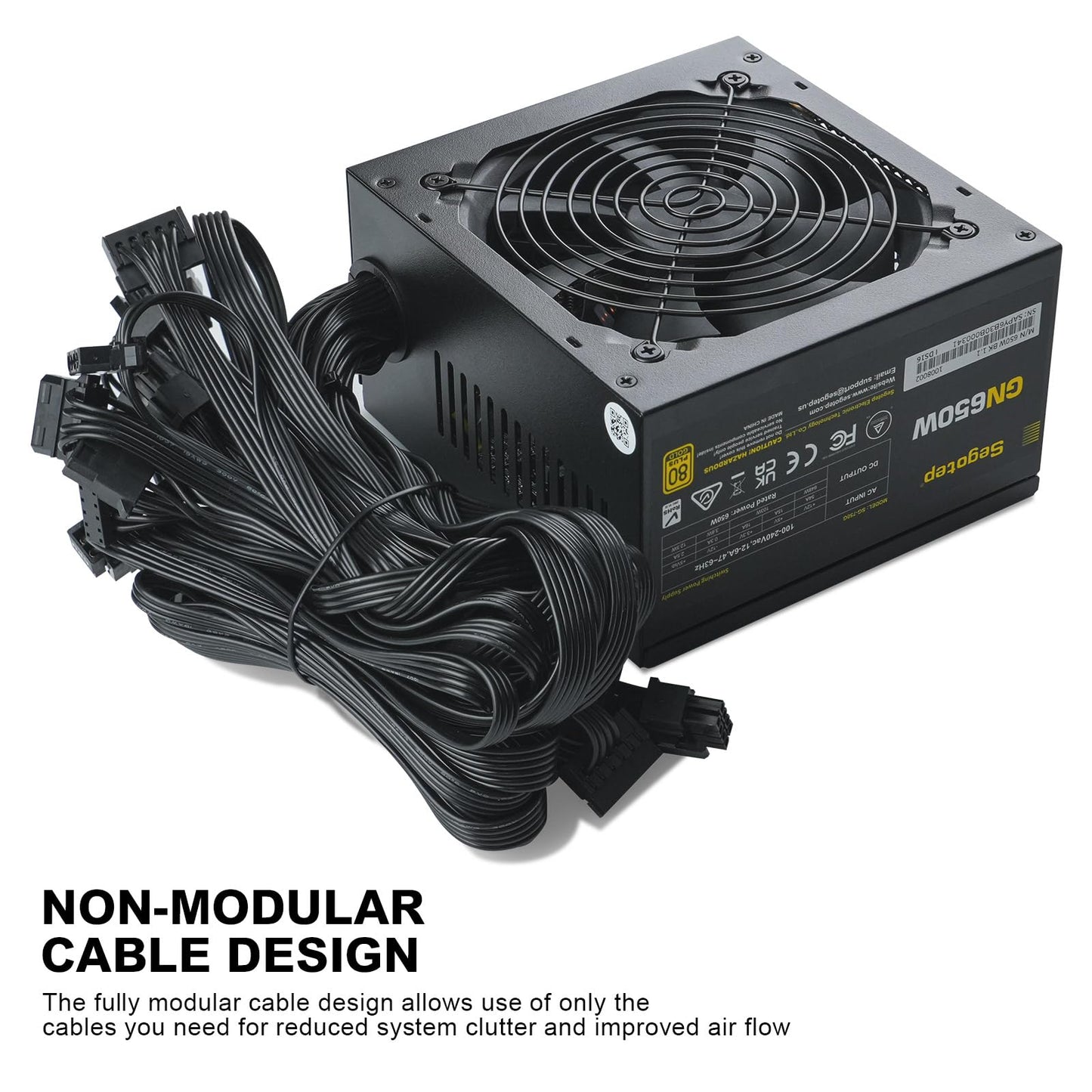 Segotep GM850 Power Supply 850W, PCIe 5.1 & ATX 3.1 Full Modular 80 Plus Gold Certified Gaming PSU for NVIDIA RTX 20/30/40/50 Series and AMD Graphics Cards