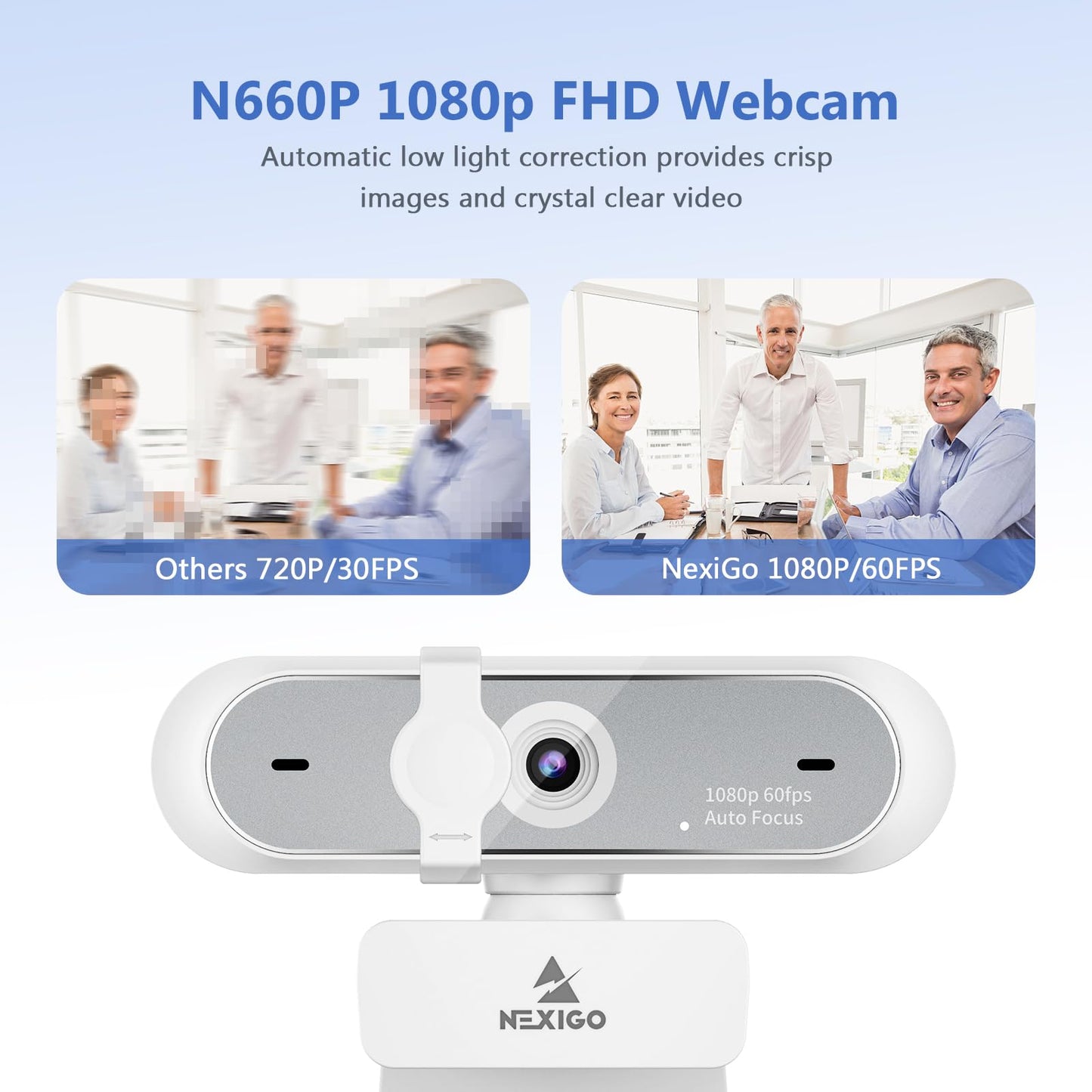 NexiGo N60 1080P Webcam with Microphone, Adjustable FOV, Zoom, Software Control & Privacy Cover, USB HD Computer Web Camera, Plug and Play, for Zoom/Skype/Teams, Conferencing and Video Calling