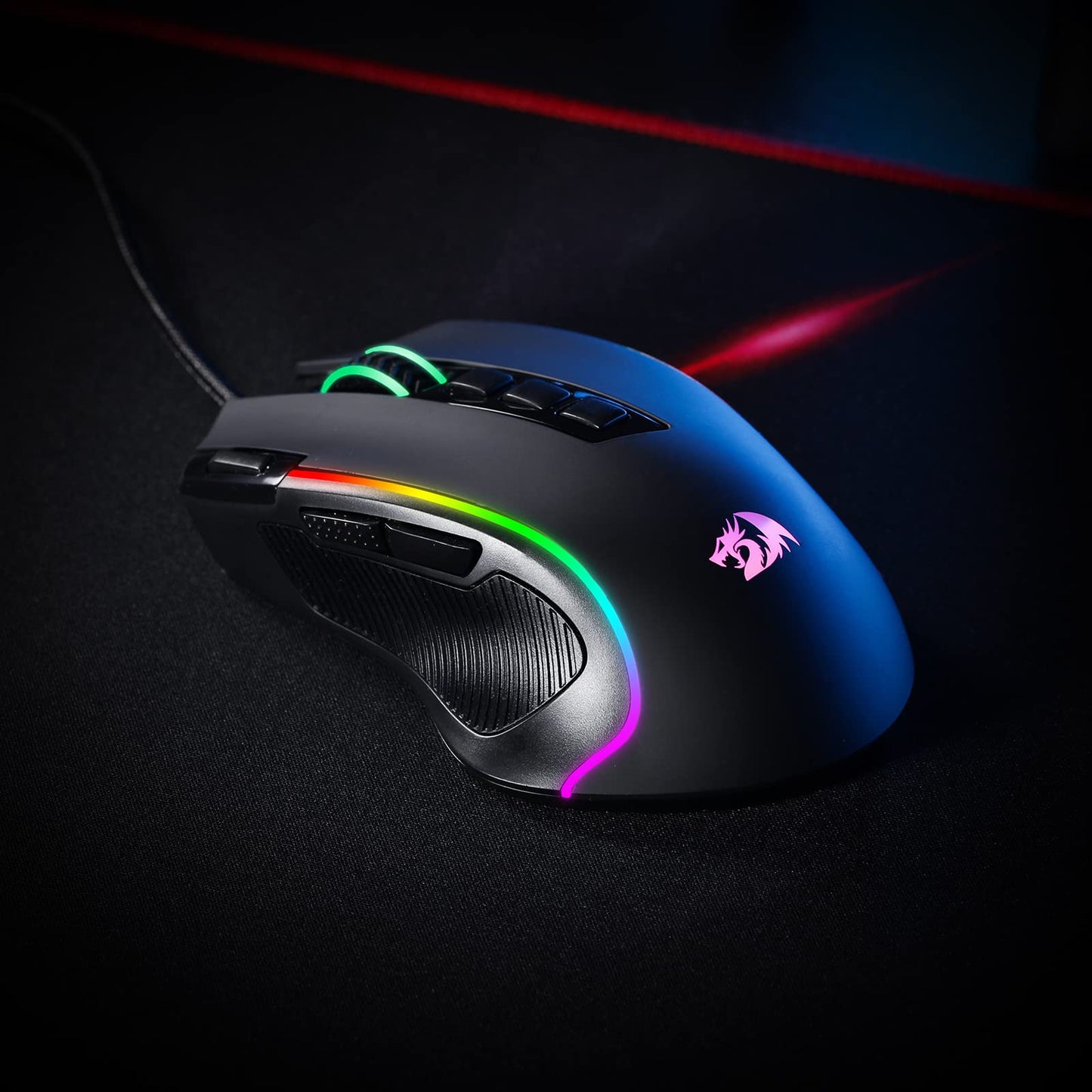 Redragon M612 Predator RGB Gaming Mouse, 8000 DPI Wired Optical Mouse with 11 Programmable Buttons & 5 Backlit Modes, Software Supports DIY Keybinds Rapid Fire Button