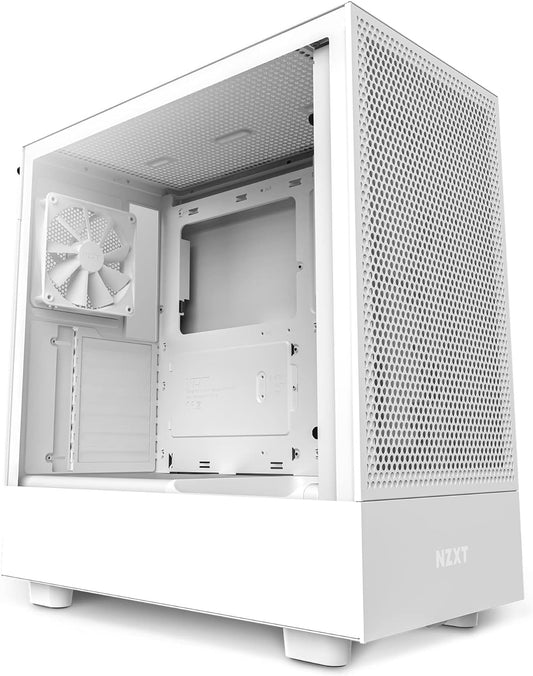 NZXT H5 Flow Compact ATX Mid-Tower PC Gaming Case – High Airflow Perforated Tempered Glass Front/Side Panel – Cable Management – 2 x 120mm Fans Included – 280mm Radiator Support – Black