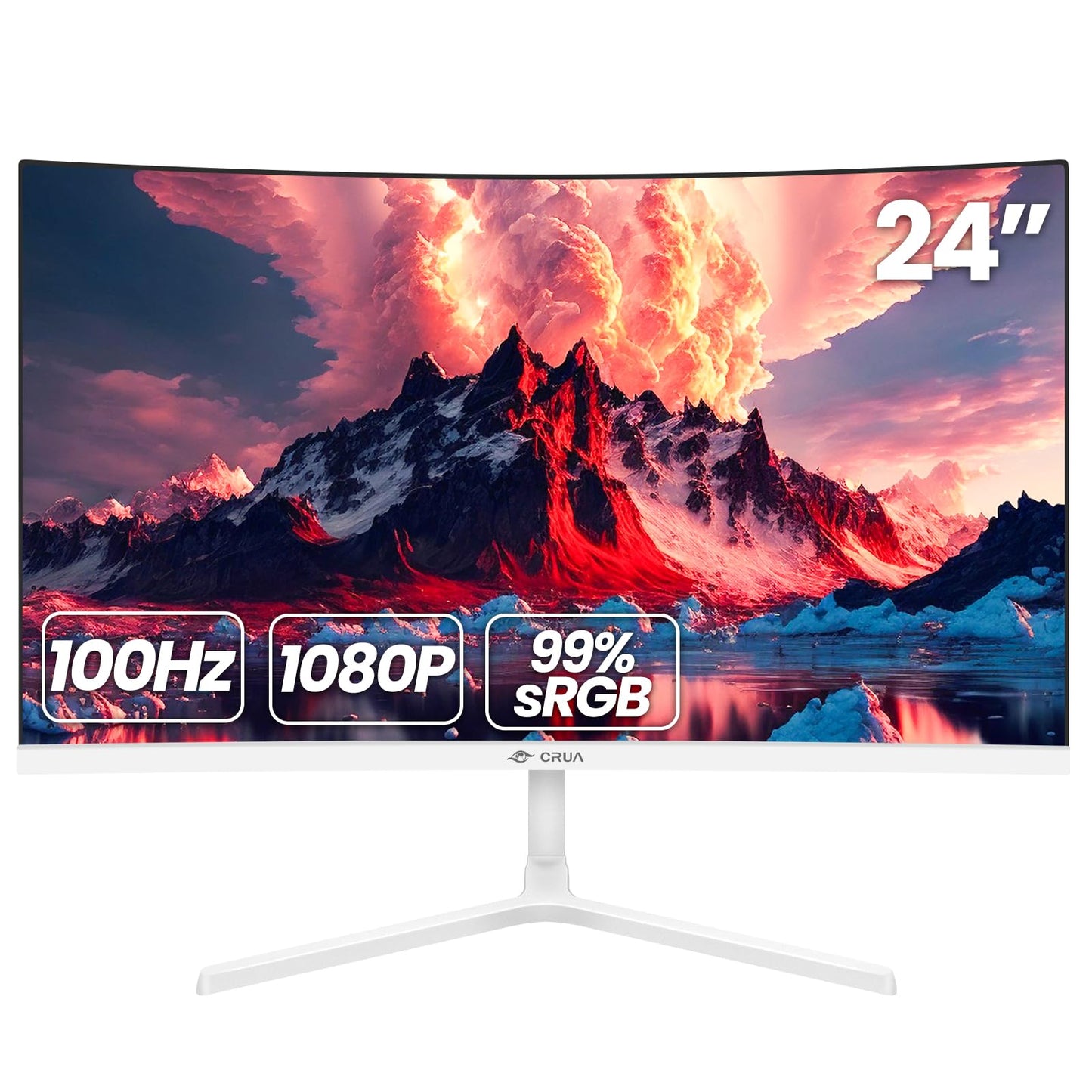 CRUA 27" Curved Gaming Monitor, FHD 1920x1080P, 144Hz/180Hz Computer Monitor, 1800R VA Screen, 99% sRGB, AMD FreeSync, HDMI & DP, Wall Mount Install- Black