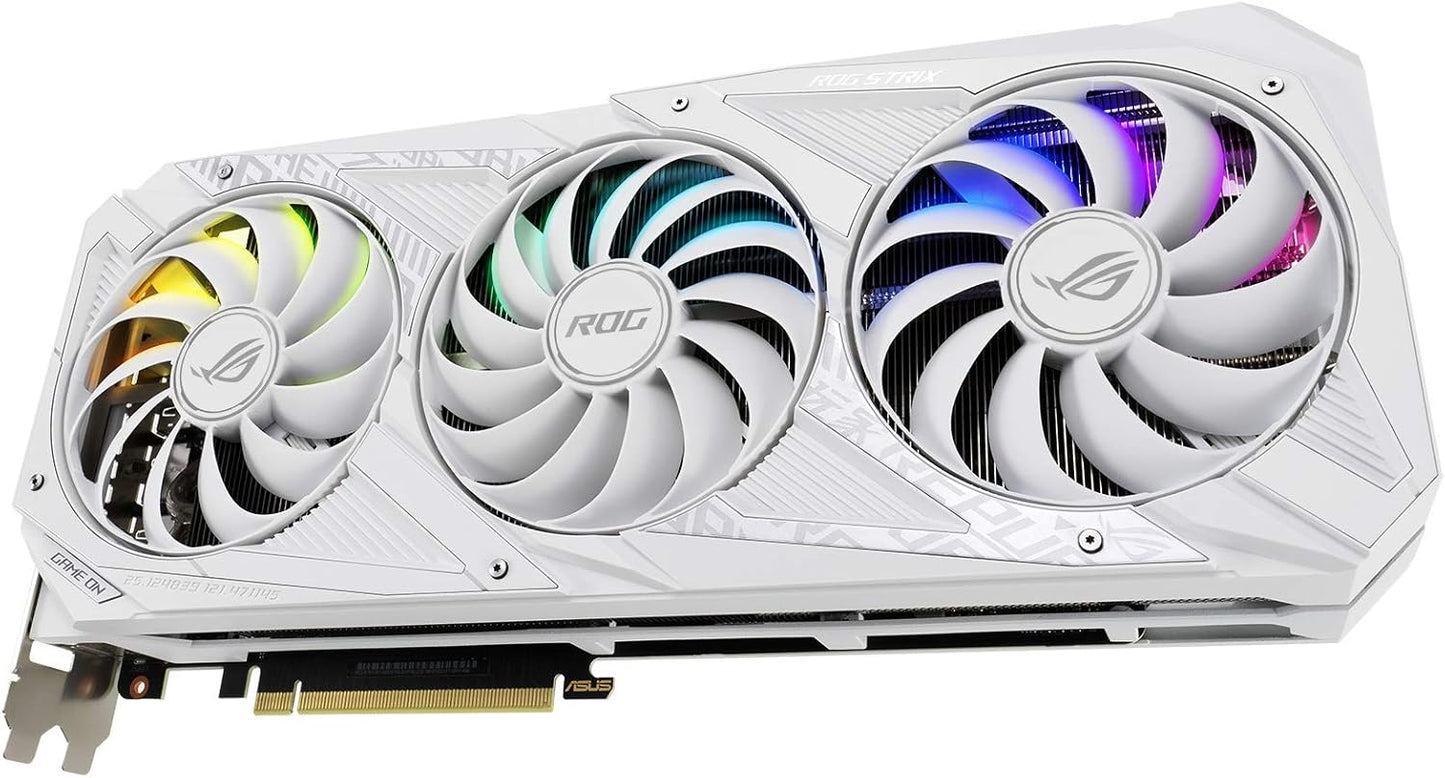 ASUS ROG STRIX NVIDIA GeForce RTX™ 3080 White OC Edition Gaming Graphics Card (PCIe 4.0, 10GB GDDR6X, HDMI 2.1, DisplayPort 1.4a, White color scheme, Axial-tech Fan Design, 2.9-slot, Super Alloy Power