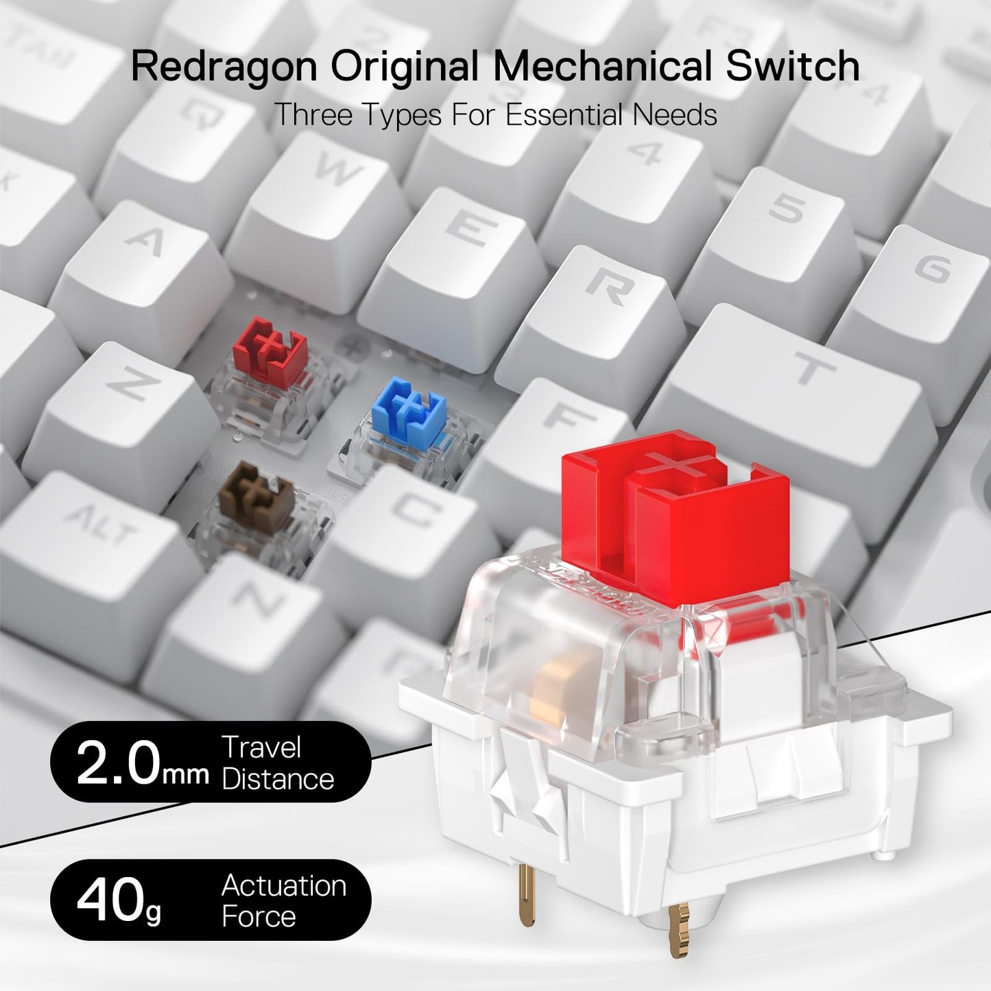 Teclado mecánico para juegos con cable RGB de una mano Redragon K585 DITI, teclado para juegos profesional tipo C de 42 teclas con conector intercambiable en caliente mejorado, 7 teclas macro integradas y reposamuñecas desmontable 