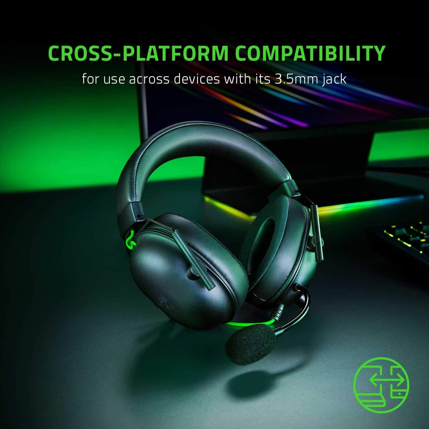 Auriculares para juegos Razer BlackShark V2 X: sonido envolvente 7.1, controladores de 50 mm, almohadilla de espuma viscoelástica, para PC, PS4, PS5, Switch, conector de audio de 3,5 mm, color negro 