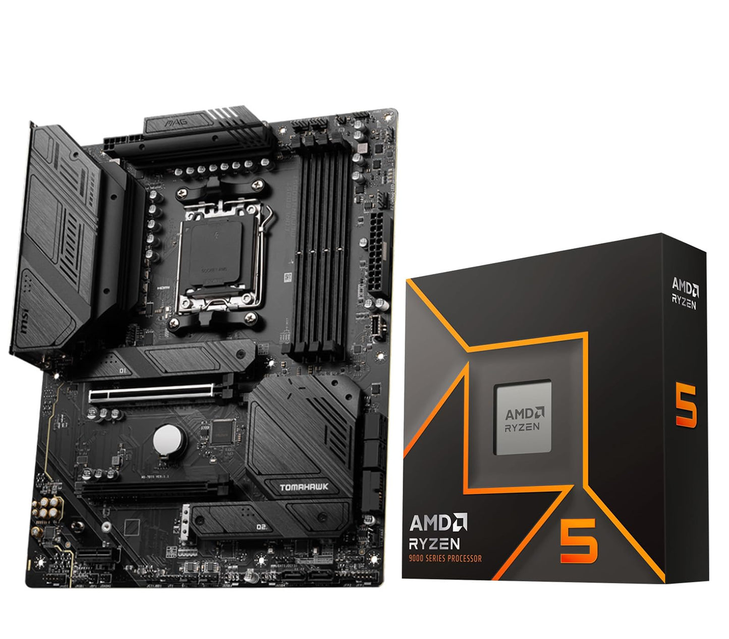 Procesador de escritorio desbloqueado Micro Center AMD Ryzen 7 9700X de 8 núcleos y 16 subprocesos con placa base para juegos MAG B650 Tomahawk WiFi AM5 DDR5 