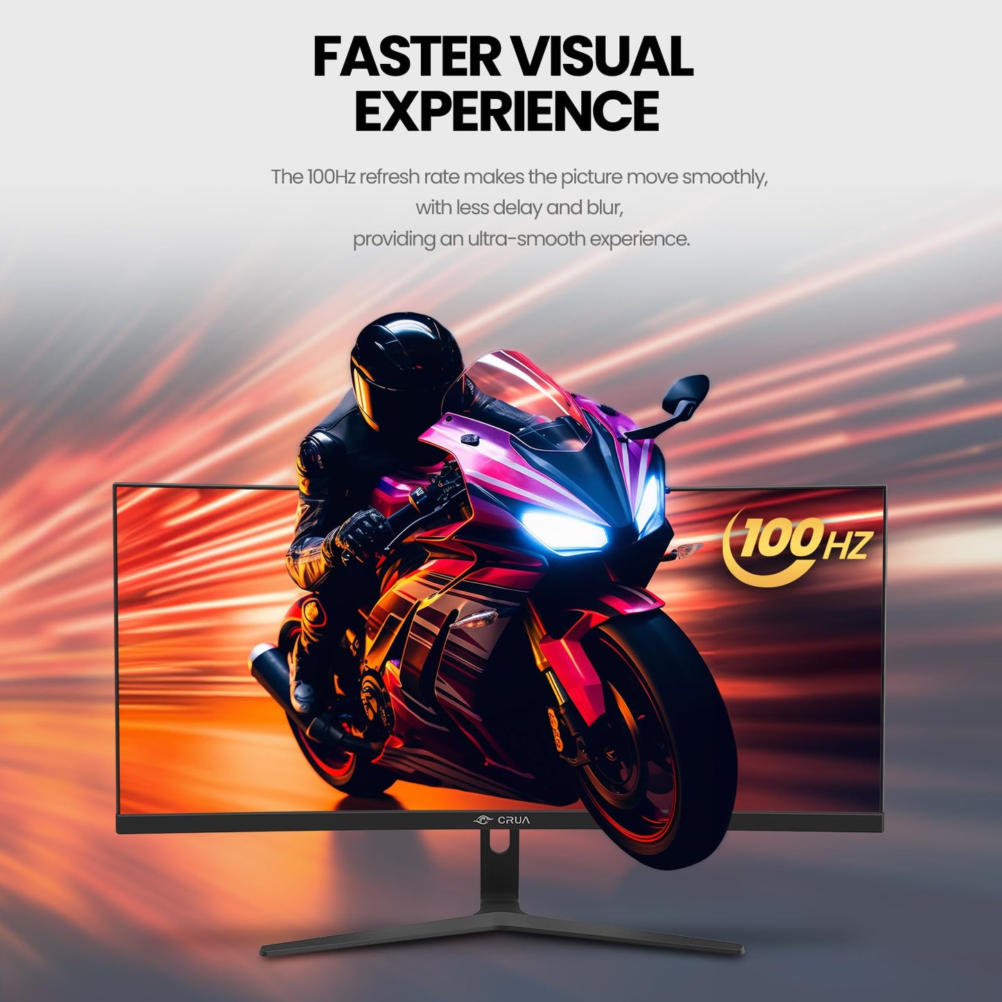 CRUA 27" Curved Gaming Monitor, FHD 1920x1080P, 144Hz/180Hz Computer Monitor, 1800R VA Screen, 99% sRGB, AMD FreeSync, HDMI & DP, Wall Mount Install- Black