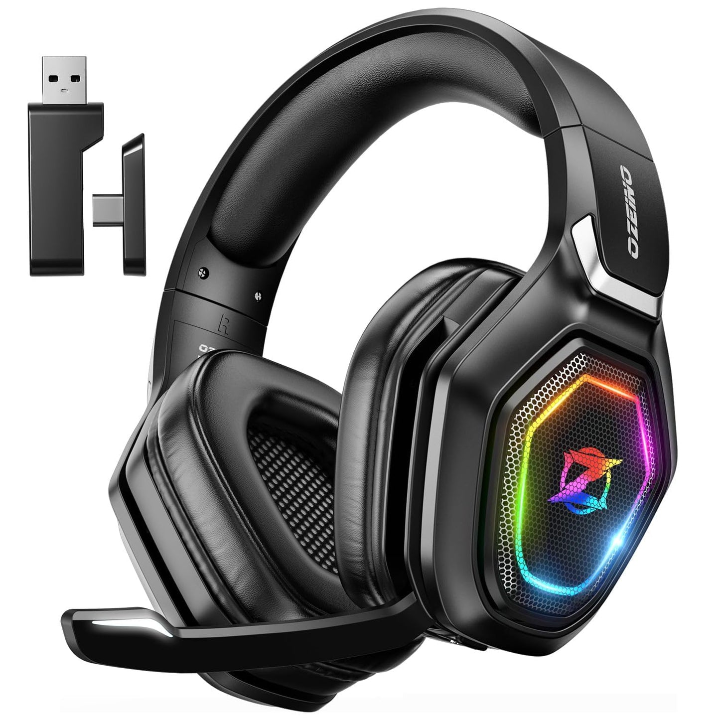 2.4GHz Wireless Gaming Headset for PC, Ps5, Ps4 - Lossless Audio USB & Type-C Ultra Stable Gaming Headphones with Flip Microphone, 40-Hr Battery Gamer Headset for Switch, Laptop, Mobile, Mac