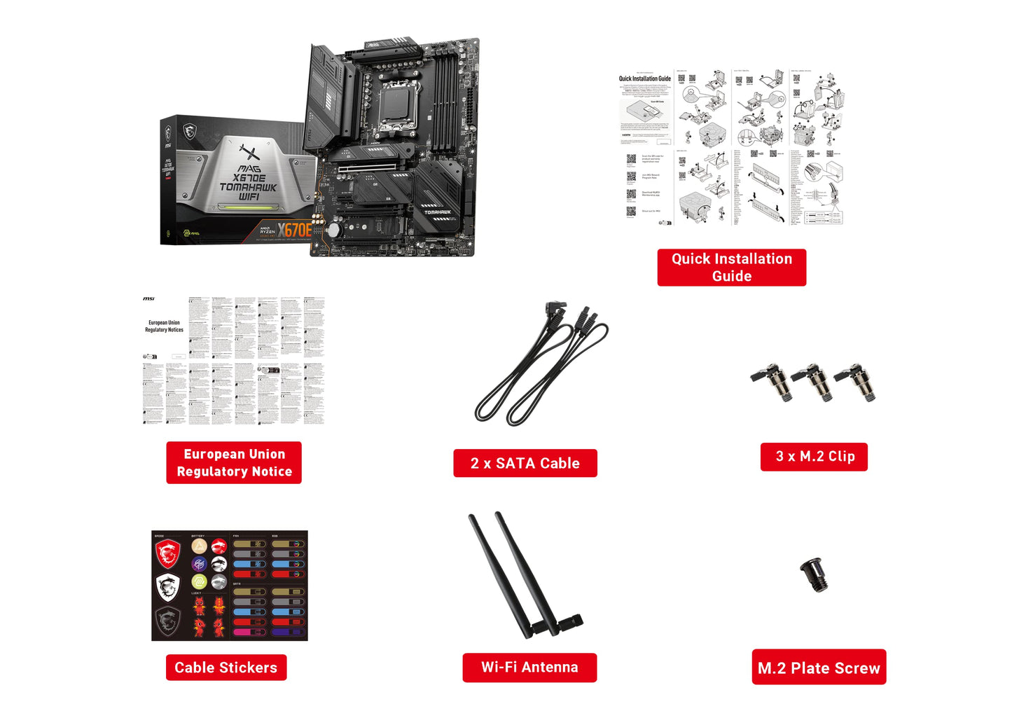 MSI MAG X870 Tomahawk WiFi Gaming Motherboard (AMD Ryzen 9000/8000/7000 Series Processors, AM5, DDR5, PCIe 5.0, M.2 Gen5, SATA 6Gb/s, USB 40Gbps, HDMI/DP, Wi-Fi 7, Bluetooth 5.4, 5Gbps LAN, ATX)