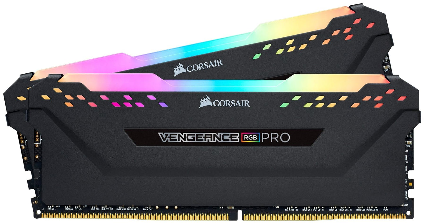 CORSAIR VENGEANCE RGB PRO DDR4 RAM 16GB (2x8GB) 3200MHz CL16-18-18-36 1.35V Intel AMD Desktop Computer Memory - Black (CMW16GX4M2C3200C16)