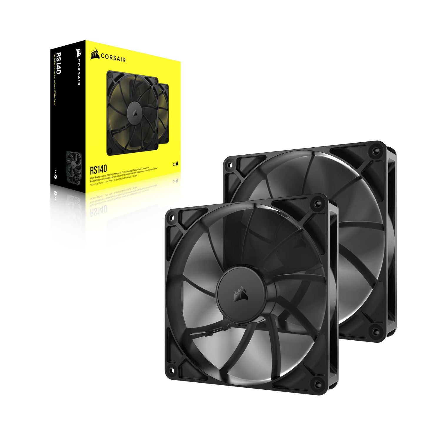 CORSAIR RS120 120mm PWM Fans – Daisy-Chain Connection – Low-Noise – Magnetic Dome Bearing – Triple Pack – Black