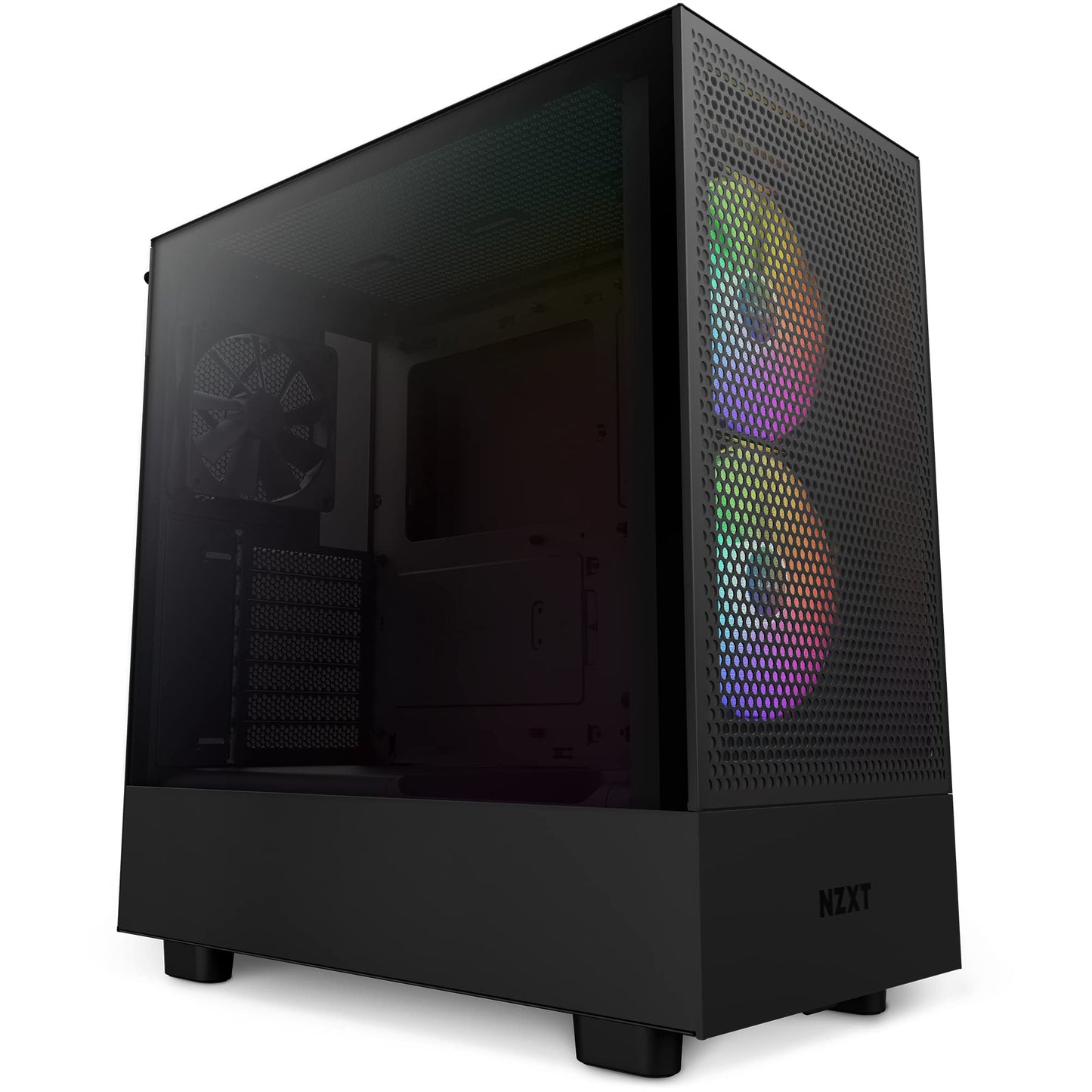 NZXT H5 Flow Compact ATX Mid-Tower PC Gaming Case – High Airflow Perforated Tempered Glass Front/Side Panel – Cable Management – 2 x 120mm Fans Included – 280mm Radiator Support – Black