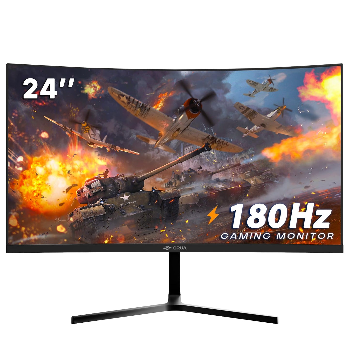 CRUA 24 Inch 144hz/180hz Curved Gaming Monitor, FHD 1080P Frameless Computer Monitors, Support AMD freesync Low Motion Blur, Eye Care, DP, HDMI, Compatible Wall Mountable Installs-Black