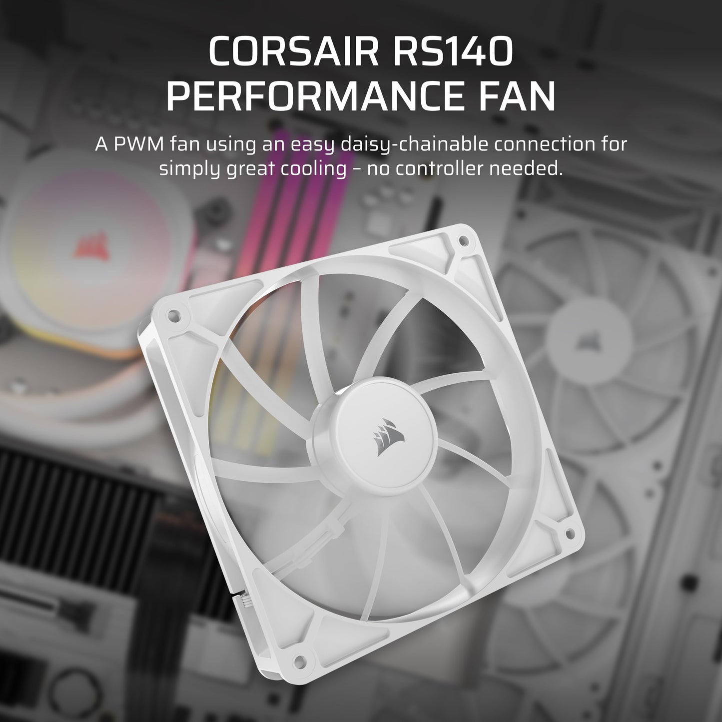 CORSAIR RS120 120mm PWM Fans – Daisy-Chain Connection – Low-Noise – Magnetic Dome Bearing – Triple Pack – Black