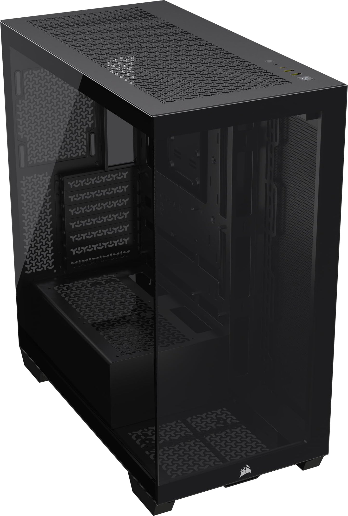 Caja para PC ATX de torre intermedia CORSAIR 3500X ARGB – Vidrio templado panorámico – Compatible con placa base con conexión inversa – 3 ventiladores CORSAIR RS120 ARGB incluidos – Blanco 